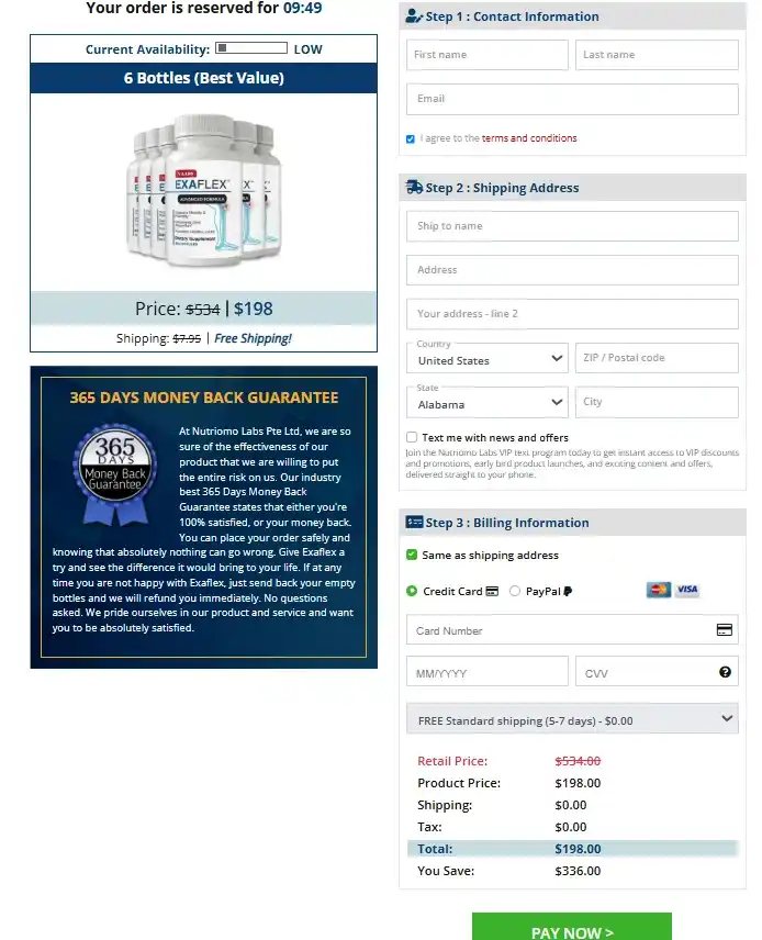 ExaFlex Secure Checkout Page